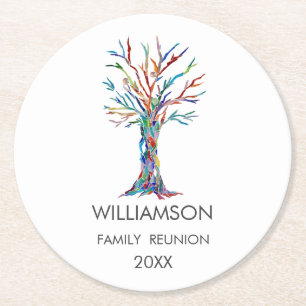 Dessous-de-verre Rond En Papier Family Reunion ArArArArArArArArArArArArbre Familia