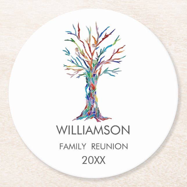 Dessous-de-verre Rond En Papier Family Reunion ArArArArArArArArArArArArbre Familia (Devant)