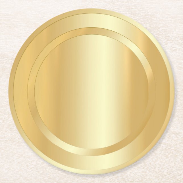 Dessous-de-verre Rond En Papier Faux Gold Glamour Modèle Élégant tendance (Devant)