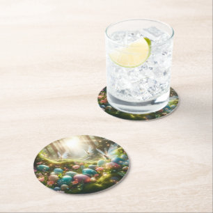 Dessous-de-verre Rond En Papier Fée de la forêt mystique Œufs de printemps magique