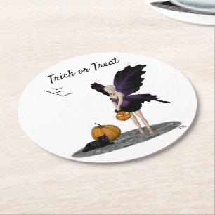 Dessous-de-verre Rond En Papier Fée d'Halloween avec Dessous de verre en papier Ci