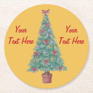 Dessous-de-verre Rond En Papier fête contemporaine de Noël décorée