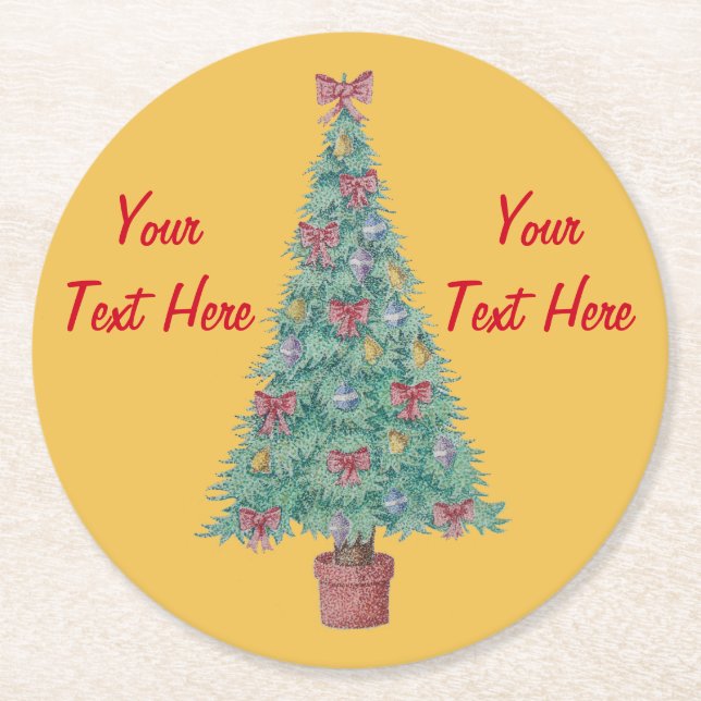 Dessous-de-verre Rond En Papier fête contemporaine de Noël décorée (Devant)