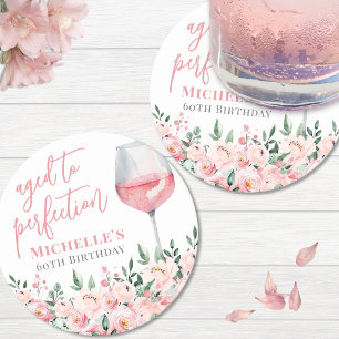 Dessous-de-verre Rond En Papier Fête d'anniversaire Florale au Vin