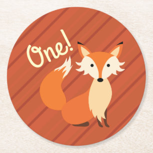 Dessous-de-verre Rond En Papier Fête d'anniversaire Fox
