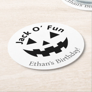 Dessous-de-verre Rond En Papier Fête d'anniversaire Halloween Jack O' Fun Citrou