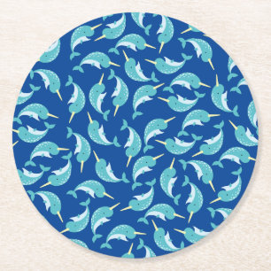 Dessous-de-verre Rond En Papier Fête d'anniversaire Narwhal