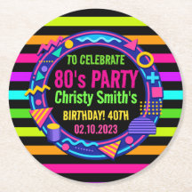 Fête d'anniversaire personnalisée néon rétro 80