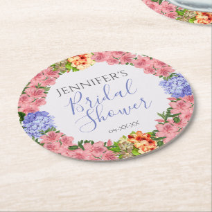 Dessous-de-verre Rond En Papier Fête de la mariée florale de cadre d'aquarelle