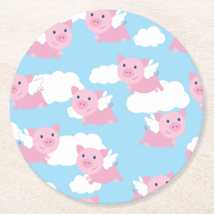 Dessous-de-verre Rond En Papier Fête de l'anniversaire de Flying Pigs