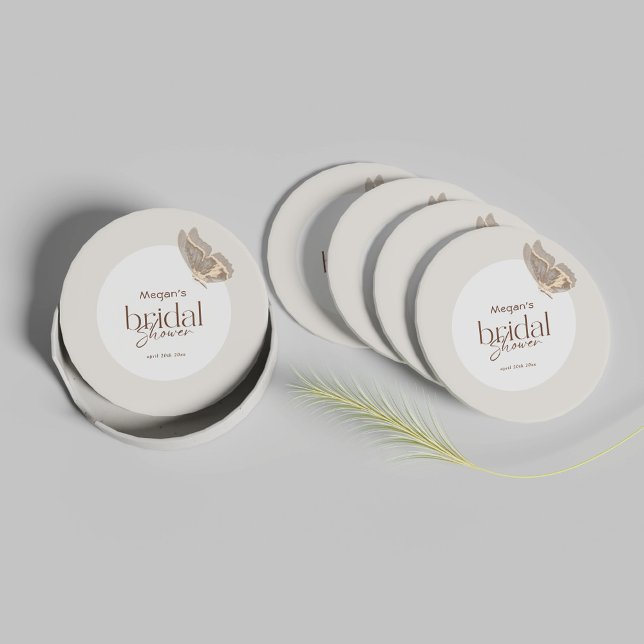 Dessous-de-verre Rond En Papier Fête des mariées minimaliste moderne de papillon b (Créateur téléchargé)