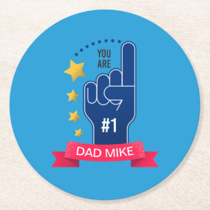 Dessous-de-verre Rond En Papier Fête des pères personnalisée des noms personnalisé