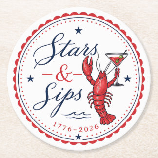 Dessous-de-verre Rond En Papier Fête du 4 juillet Stars & Sips America 250