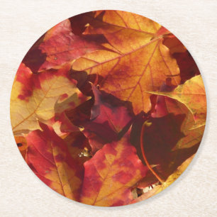 Dessous-de-verre Rond En Papier Feuille d'automne de chute
