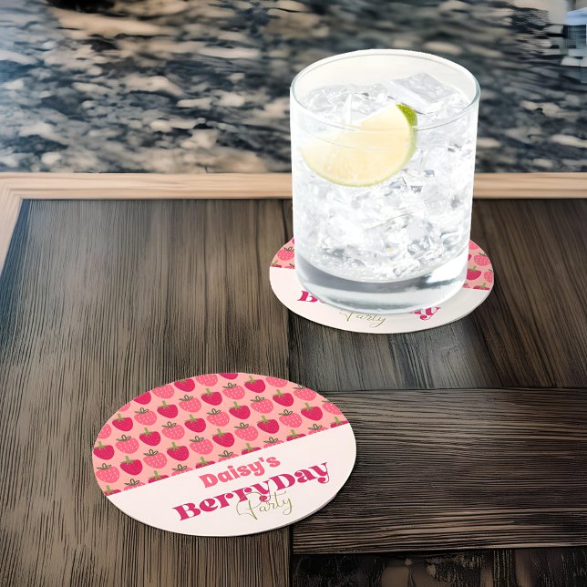 Dessous-de-verre Rond En Papier Fields fraises délicieux Anniversaire (Créateur téléchargé)