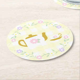 Dessous-de-verre Rond En Papier Fille du thé pour deux 2e anniversaire