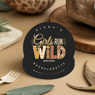 Dessous-de-verre Rond En Papier Filles en liberté Safari Enterrement de vie de jeu