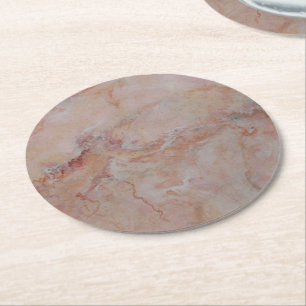 Dessous-de-verre Rond En Papier Finition en pierre de marbre rayé rose
