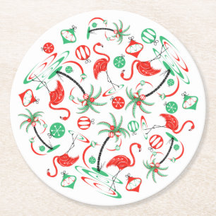Dessous-de-verre Rond En Papier Flamant rose de Noël multi-tours