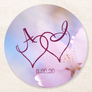 Dessous-de-verre Rond En Papier Fleur de cerisier rose