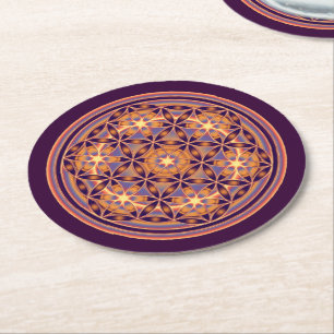 Dessous-de-verre Rond En Papier Fleur de vie / Blume des Lebens - Bouton II