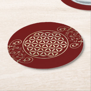 Dessous-de-verre Rond En Papier Fleur de vie / Blume des Lebens - X vintage