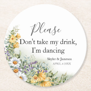 Dessous-de-verre Rond En Papier Fleur Sauvage Colorée