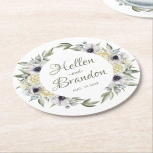 Dessous-de-verre Rond En Papier Fleurs chic chic blanc & bracelet