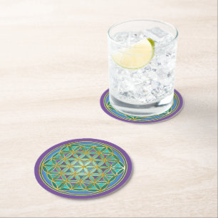 Dessous-de-verre Rond En Papier FLEURS DE VIE - Géométrie Sacrée Design 1