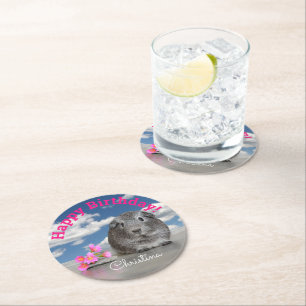 Dessous-de-verre Rond En Papier Fleurs faites sur commande de cobaye de fête