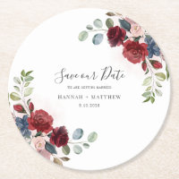 Floral Bourgogne Script Wedding Enregistrer la dat