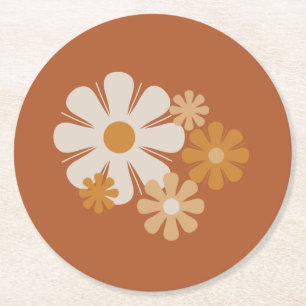 Dessous-de-verre Rond En Papier Flore Locus Rétro Minimaliste Motif Floral