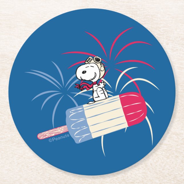 Dessous-de-verre Rond En Papier Flying Ace Snoopy on Ice Pop (Devant)