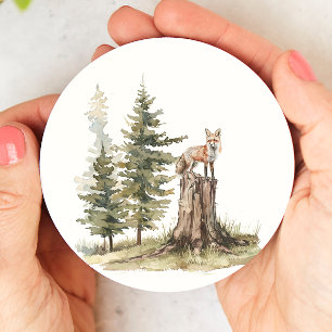 Dessous-de-verre Rond En Papier Forêt d'animaux des bois   Baby shower Fox