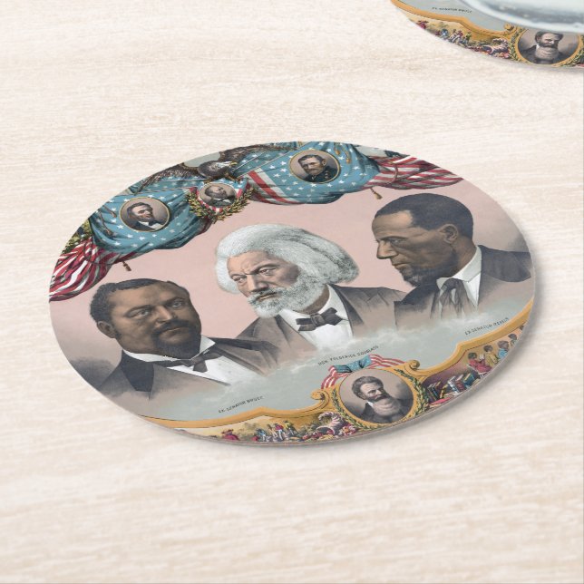 Dessous-de-verre Rond En Papier Fr3d3rick Bailey Douglass avec Black Abolitionnist (Incliné)