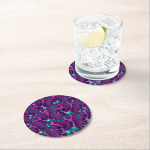 Dessous-de-verre Rond En Papier Fractale du ton de bijoux
