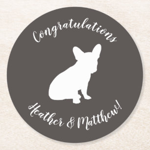 Dessous-de-verre Rond En Papier French Bulldog Theme Party - Baby shower neutre