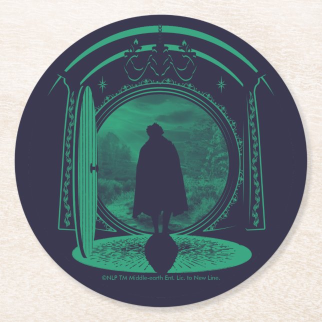 Dessous-de-verre Rond En Papier FRODO™ Leaving THE SHIRE™ Silhouette (Devant)
