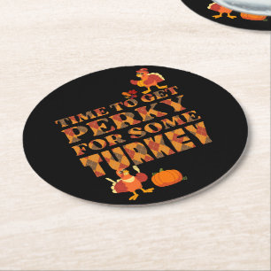 Dessous-de-verre Rond En Papier Fun Plaid GET PERKY POUR LA TURQUIE Thanksgiving