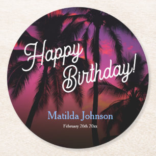 Dessous-de-verre Rond En Papier Fun Tropical Sunset Luau Anniversaire