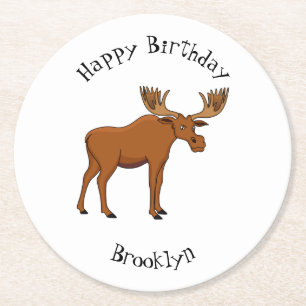 Dessous-de-verre Rond En Papier Funny moose