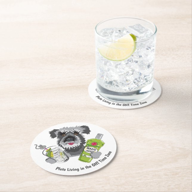 Dessous-de-verre Rond En Papier Fuseau horaire GNT (En situation)