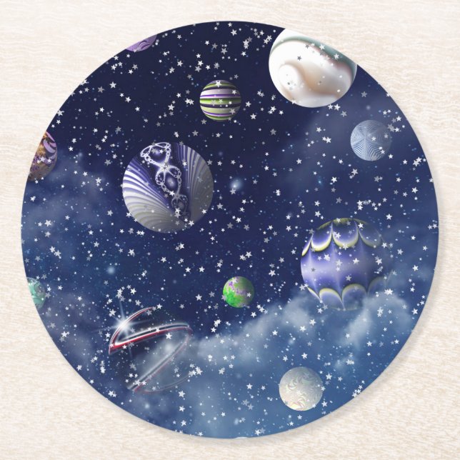 Dessous-de-verre Rond En Papier Galaxie bleue (Devant)