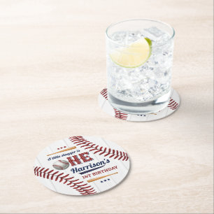 Dessous-de-verre Rond En Papier Garçons Baseball 1er anniversaire