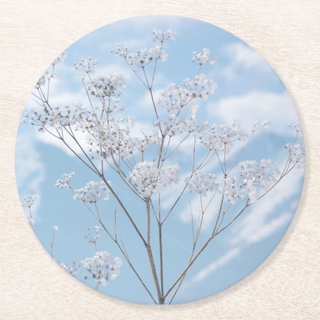 Dessous-de-verre Rond En Papier Gel hivernal Icy sur pruche © Sandy Long (Devant)