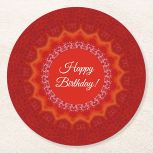 Dessous-de-verre Rond En Papier Gelatine rouge fraise Moisissure Joyeux anniversai