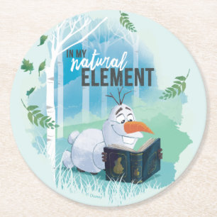 Dessous-de-verre Rond En Papier Gelée 2 : Olaf  Dans Mon Élément Naturel