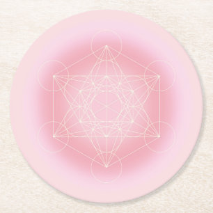 Dessous-de-verre Rond En Papier géométrique sacrée, rose, Metatron, dessous de ver