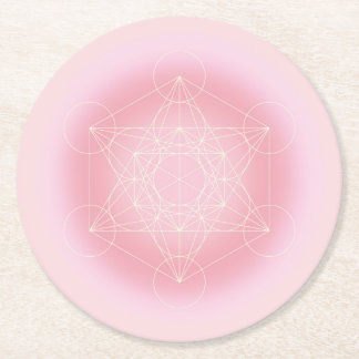 Dessous-de-verre Rond En Papier géométrique sacrée, rose, Metatron, dessous de ver