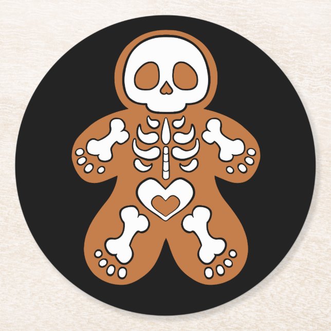 Dessous-de-verre Rond En Papier Gingerbread Skeleton Man (Devant)